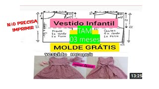 Vestido Infantil TAM 3 meses. Molde gratis