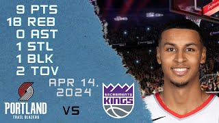 Kris Murray player Full Highlights vs KINGS NBA Regular season game 14-04-2024