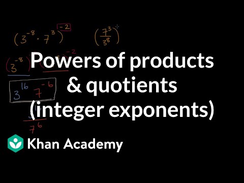Powers of products & quotients (integer exponents) | Mathematics I | High School Math | Khan Academy Powers of products & quotients (integer exponents) | Mathematics I | High School Math | Khan Academy