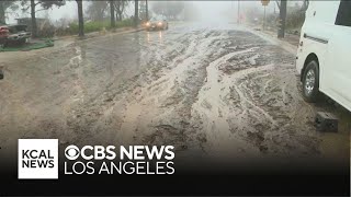 Mudslides have begun running in the Eaton Fire burn scar area of Altadena