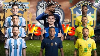 Argentino TRIO 🆚 France Trio 🆚 Brazil TRIO/ ULTIMATE VS/ (Messi, Mbappe, Neymar, Vinicius)