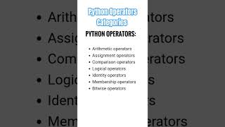 Python Operators Categories #python