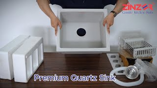 Zinzer Quartz Kitchen Sink The 16 x 18 Granular Grey (Griseus) Model Unboxing