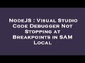 NodeJS : Visual Studio Code Debugger Not Stopping at Breakpoints in SAM Local