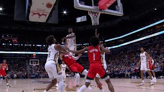 Zion Williamson blocks it into the stands | Pelicans vs Rockets Highlights 2/22/
