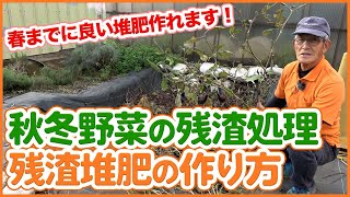 最も効率的な秋冬野菜の残渣処理とは！？家庭菜園で野菜くずが万能たい肥に変身！ナス・ピーマン・キャベツ・白菜等の残渣を効率良く処理する方法を徹底解説【農園ライフ】