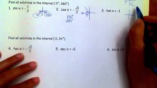 Solving Simple Trig Functions given an interval