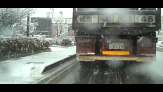 車載-伊達市に降り積もる雪の中を走る-1 2012/03/02