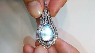 Rainbow Moonstone Necklace 9.88 carats by Kat Florence