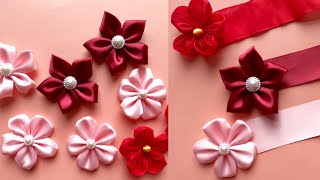 Easy Ribbon Flower Making Method/ Ribbon Flowers DIY/ 丝带花制做方法/丝带花DIY教程