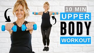 10 min Upper Body Workout With Dumbbells (Arms, Back, Chest) Slimming & Fat Burn!