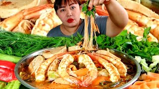 ยำขนมจีน ใส่กุ้งสะดุ้ง,หมูยอ เผ็ดๆแซ่บๆ นัวๆ อร่อยมากกินหมดเกลี้ยง | 17 สิงหาคม 2565