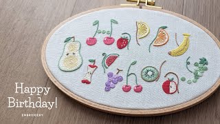 フルーツモチーフ誕生日プレート 刺繍 Birthday Embroidery  (Fruit Motifs)