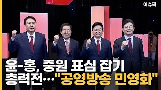 윤-홍, 중원 표심 잡기 총력전, ＂공영방송 민영화＂ 한목소리 [이슈픽]