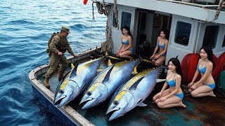 The Shocking Scale of Tuna Fishing With Purse Seines - Biggest Tuna Catch Ever Filmed Using At Sea