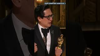 Ke Huy Quan is overcome with emotion as he accepts the Oscar