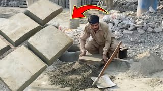 How to Make Concrete Kerb Stone Paver Blocks from Waste: Skilled Special Worker Demonstration