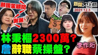 林秉樞靠山比段宜康詹宏志大？ 無業擁2300萬綠網路黑金庫？ 韓國瑜：段宜康是半人半獸小癟三！ 　　　　　彰化王女與6歲兒遭家暴報警無用 蔡英文阿姨人呢？ 新聞大白話 完整版 20211205