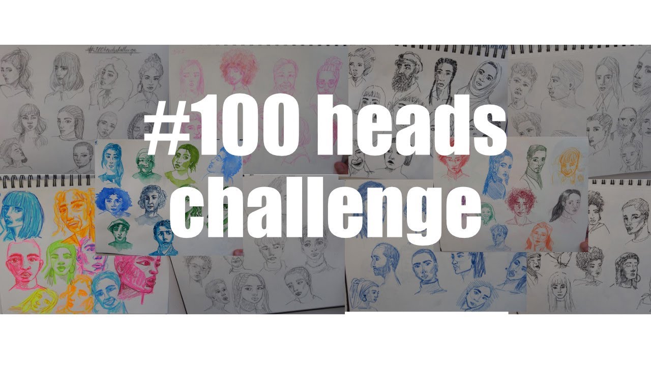 100 HEADS CHALLENGE ️ 10 Days | Sketch With Me 🖤 Art Challenge And ...