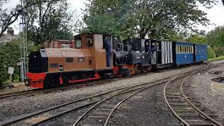 The Hudswell mines loco and Utrillas bring a train into Becconsall, 6th October 2019