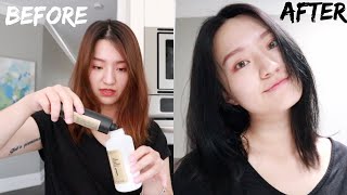 dyeing my hair BLACK at home|自己染黑