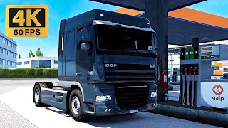 ETS 2 4K | Second hand worn out DAF XF105 360hp | Barcelona to Tarragona, Spain