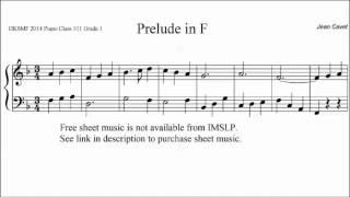 HKSMF 66th Piano 2014 Class 101 Grade 1 Cavet Prelude in F Sheet Music 校際音樂節