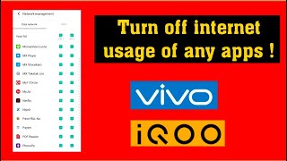 turn off data usage of specific app in vivo iqoo block internet of any apps in vivo and iqoo phones