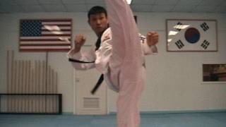 Front Kick, Roundhouse Kick  and Side Kick Taekwondo Combination Kicks