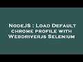 NodeJS : Load Default chrome profile with Webdriverjs Selenium