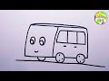 cute van drawing  ||  How to draw a cute van for kids