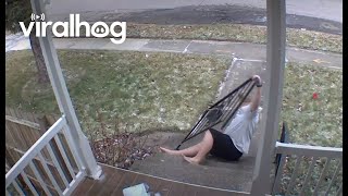 Man Slips and Takes Railing With Him || ViralHog