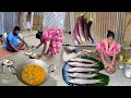 SMALL FISH CURRY and BRINJAL recipe cooking by santali tribe Young COUPLE | how to cook fish recipe