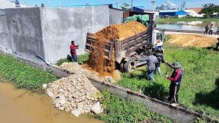 Amazing project looks impressive by clearing the pond using Mini Dozer Push​Soil​, stone into water