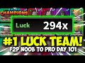 Making the NEW BEST LUCK TEAM in Anime Champions! (F2P Noob To Pro Day 101)