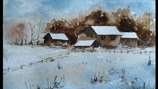 How to paint a simple snow scene in watercolor | Paint with david |
