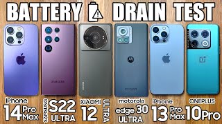 iPhone 14 Pro Max vs Samsung S22 Ultra / Xiaomi 12S Ultra / OnePlus 10 Pro - BATTERY DRAIN TEST!