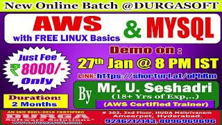 AWS with FREE LINUX Basics \u0026 MYSQL Online Training @ DURGASOFT