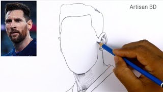 Easy pencil sketch of Messi || Realistic face step by step messi drawing #messi