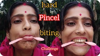 hard Pencil ✏️ biting with Spit 🤤 challenge | দাঁত দিয়ে 🖊️ ভাঙার প্রতিযোগিতা |#trending #viralvideo