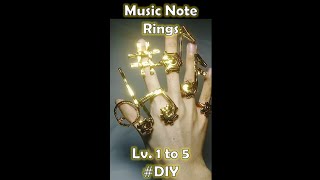 Shiny Music Note Rings Lv. 1 to 5 ✨🎶💍 #diy #tutorial  #music #diycrafts #art