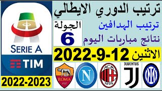 ترتيب الدوري الايطالي وترتيب الهدافين اليوم الاثنين 12-9-2022 الجولة 6 - فوز روما