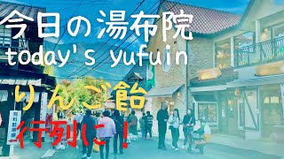 【今日の湯布院】湯の坪街道にりんご飴のお店ができて行列になってました　#湯布院 #湯の坪街道 #りんご飴