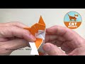 「折り紙」魚をくわえたネコの折り方（cat holding a fish origami）