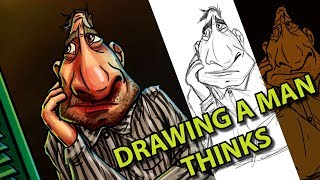 DIGITAL ART | Drawing a man thinks with Wacom Intuos Pro in Photoshop [Speed Drawing]