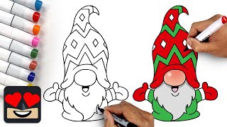 How To Draw a Christmas Gnome