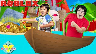 Ryan & Daddy BUILD A BOAT FOR TREASURE in Roblox! Where’s the Treasure!?