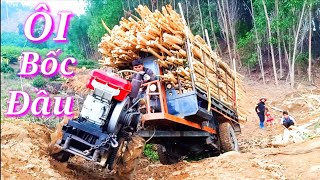 Công Nông Cầu Đẩy #BốcĐầu Chở Keo Quá Tải Lao Dốc | Agricultural Vehicle Bridge Pushing Head