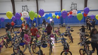 Kids Cheer After Being Surprised With New Bikes