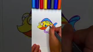 How To Draw A Cartoon Fish|如何画鱼|可爱|cute|卡通鱼|cartoon